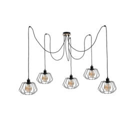 Soho Cluster Pendant Ceiling Light Wood, 5x E27