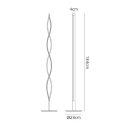Sahara Floor Lamp 28W LED 3000K, 2200lm, Dimmable Silver, Frosted Acrylic, Polished Chrome - thumbnail 2