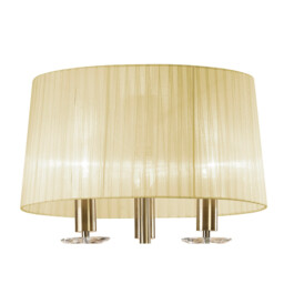 Tiffany Floor Lamp 3+3 Light E27+G9, Antique Brass With Cream Shade & Clear Crystal - thumbnail 5