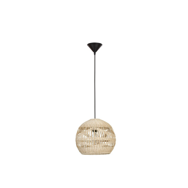 Marlo 30cm Dome Pendant Ceiling Light Natural Rattan Black Fabric Wire, Base LED E27 - image 1