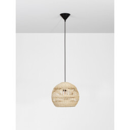 Marlo 30cm Dome Pendant Ceiling Light Natural Rattan Black Fabric Wire, Base LED E27 - thumbnail 5
