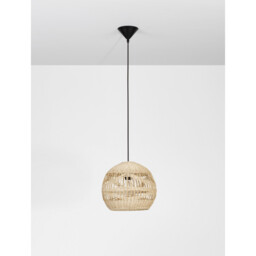 Marlo 30cm Dome Pendant Ceiling Light Natural Rattan Black Fabric Wire, Base LED E27 - thumbnail 3