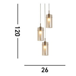 Duo III 3 Light Multi,Drop Bronze, Champagne Glass - thumbnail 3