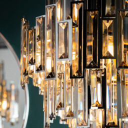 Viviana Pendant Chrome Effect Plate & Champagne Crystal (K9) Drops 12 Light Dimmable IP20 - E14 - thumbnail 3
