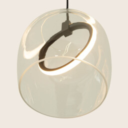 Eclipsea Dome Pendant Ceiling Light Black Matt -Clear Glass LED 3000K - thumbnail 2