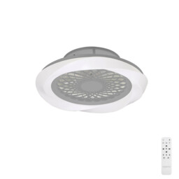 Boreal LED Dimmable Ceiling Light & 35W DC Reversible Fan, Silver, Remote Control - thumbnail 1