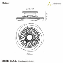 Boreal LED Dimmable Ceiling Light & 35W DC Reversible Fan, Silver, Remote Control - thumbnail 2