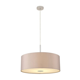 Baymont Polished Chrome E27 Single Pendant With 60cm x 22cm Faux Silk Shade, Grey/White Laminate - thumbnail 5