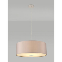 Baymont Polished Chrome E27 Single Pendant With 60cm x 22cm Faux Silk Shade, Grey/White Laminate - thumbnail 2