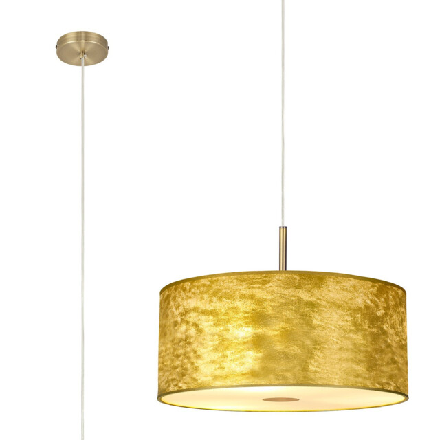 Baymont 40cm Antique Brass 5 Light E27 Single Pendant With 50cm x 20cm Gold Leaf Shade - image 1