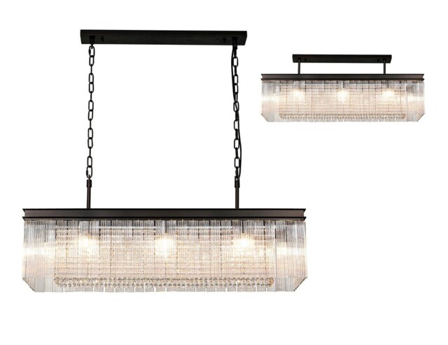 Sennett Rectangular Ceiling Pendant, 11 Light E14, Brown Oxide - image 1
