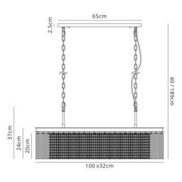 Sennett Rectangular Ceiling Pendant, 11 Light E14, Brown Oxide - thumbnail 2