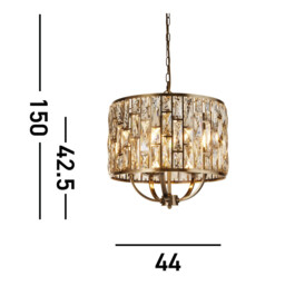 Bijou 5 Light Pendant Antique Brass, Champagne Glass - thumbnail 3