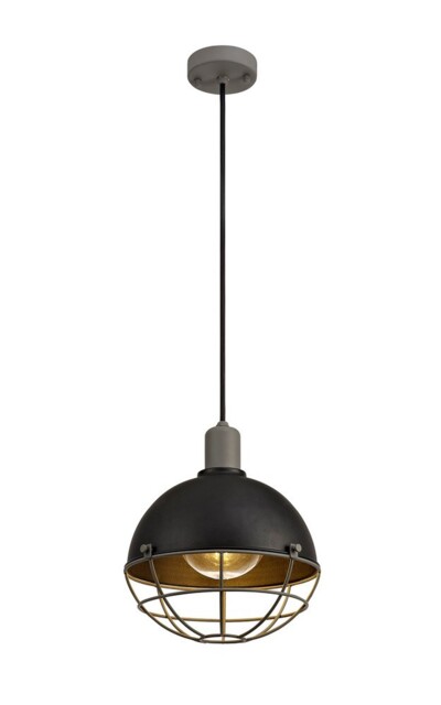 Gorham Ceiling Pendant, 1 Light E27, IP65, Matt Black, Grey - image 1