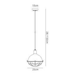 Gorham Ceiling Pendant, 1 Light E27, IP65, Matt Black, Grey - thumbnail 2