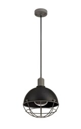Gorham Ceiling Pendant, 1 Light E27, IP65, Matt Black, Grey - thumbnail 3