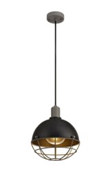 Gorham Ceiling Pendant, 1 Light E27, IP65, Matt Black, Grey - thumbnail 1