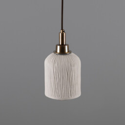Osier Bathroom Pendant, Matte White Striped, Antique Brass, IP44 - thumbnail 2