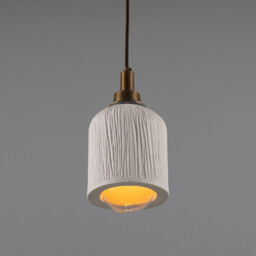 Osier Bathroom Pendant, Matte White Striped, Antique Brass, IP44 - thumbnail 3