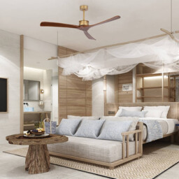 Zambelis Ceiling Fan Gold-Solid Walnut Wood Blades - thumbnail 2
