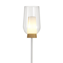 Nora Floor Lamp, 1 Light E27, White/Wood/Clear Glass With Frosted Inner - thumbnail 5