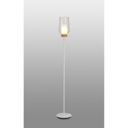 Nora Floor Lamp, 1 Light E27, White/Wood/Clear Glass With Frosted Inner - thumbnail 2