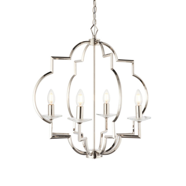 Garland 4 Light Ceiling Pendant Polished Nickel & Clear Crystal Glass, E14 - image 1