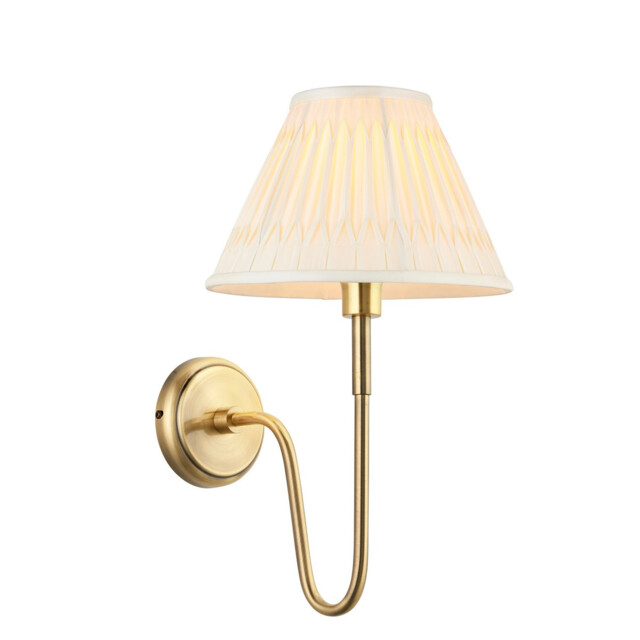 Rouen & Chatsworth Wall Lamp with Shade Antique Brass Plate & Ivory Silk - image 1