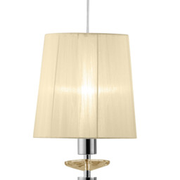 Tiffany Linear Pendant 3+3 Light E27+G9 Line, Polished Chrome With Cream Shades & Clear Crystal - thumbnail 5