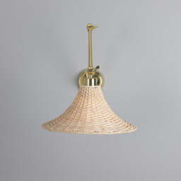 Savannah Rattan Large Wall Light, Polished Brass - thumbnail 2