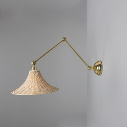 Savannah Rattan Large Wall Light, Polished Brass - thumbnail 3