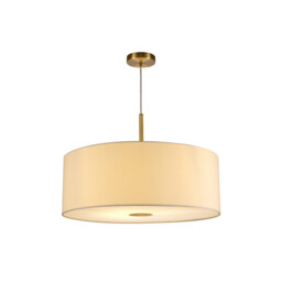 Baymont Antique Brass E27 Single Pendant With 60cm x 22cm Faux Silk Shade, Ivory Pearl/White Laminate - thumbnail 5