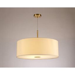 Baymont Antique Brass E27 Single Pendant With 60cm x 22cm Faux Silk Shade, Ivory Pearl/White Laminate - thumbnail 2