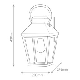 Hinkley Dawson Outdoor Wall Lantern Traditional Black, Burnished Bronze accent IP44 1x E27 - thumbnail 3