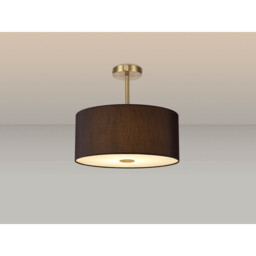 Baymont Antique Brass 5 Light E27 Semi Flush With 40cm x 18cm Faux Silk Shade, Black/White Laminate - thumbnail 2
