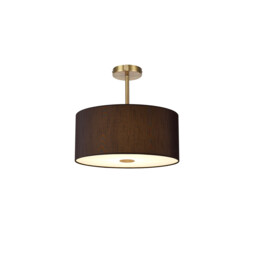 Baymont Antique Brass 5 Light E27 Semi Flush With 40cm x 18cm Faux Silk Shade, Black/White Laminate - thumbnail 1