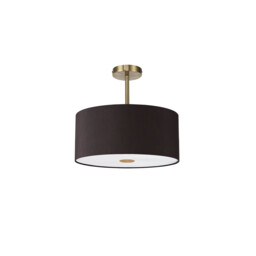 Baymont Antique Brass 5 Light E27 Semi Flush With 40cm x 18cm Faux Silk Shade, Black/White Laminate - thumbnail 5