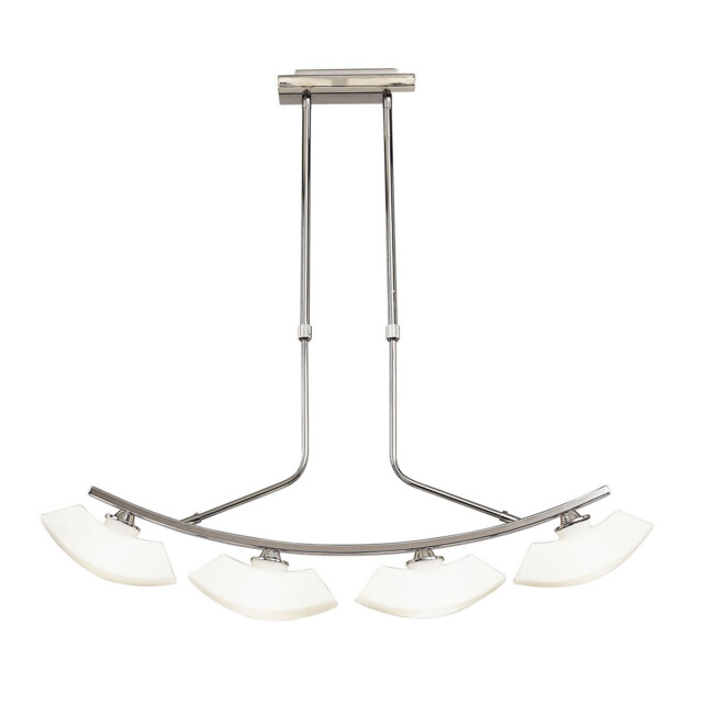 Lupa Telescopic Pendant Curved Linear Bar 4 Light G9, Polished Chrome/Frosted White Glass - image 1
