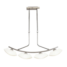 Lupa Telescopic Pendant Curved Linear Bar 4 Light G9, Polished Chrome/Frosted White Glass - thumbnail 1