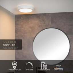 Brice-Led Modern Flush Ceiling Light Bathroom - Ø 24cm - LED Dim. - 1x15W 3000K - IP44 - White - thumbnail 2