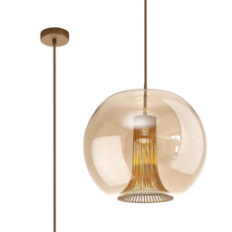 Kriss Squircle Pendant, 1 Light GU10, Bronze/Bronze Glass Shade With Inner Lined Funnel Glass