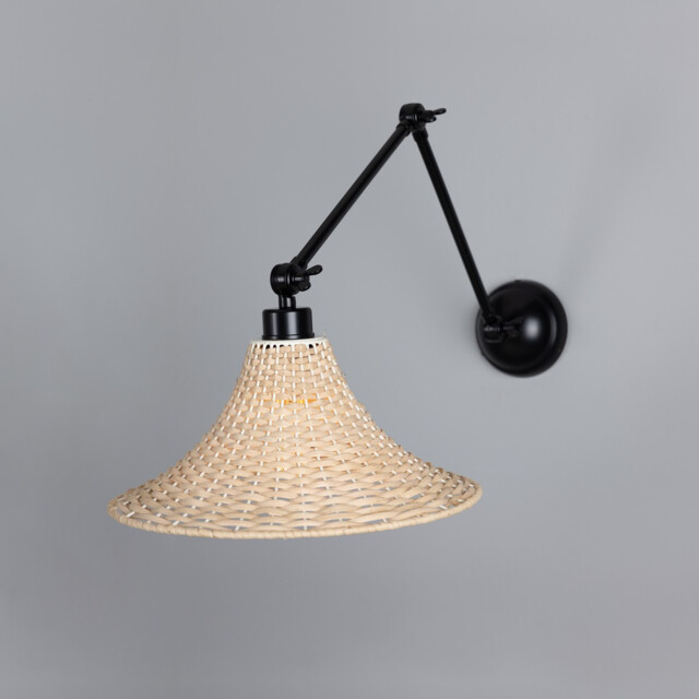 Savannah Rattan Large Wall Light, Matte Black - image 1