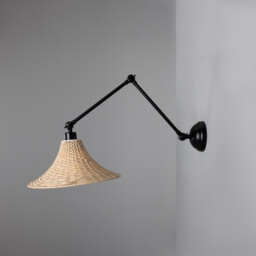 Savannah Rattan Large Wall Light, Matte Black - thumbnail 3