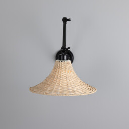 Savannah Rattan Large Wall Light, Matte Black - thumbnail 2