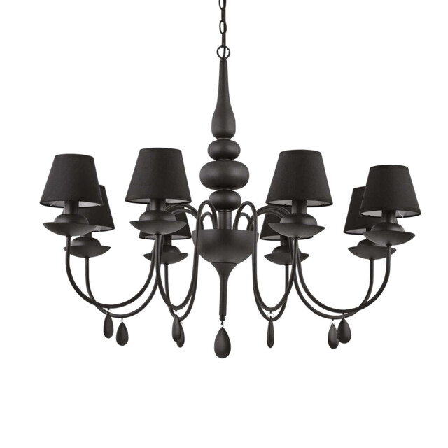 Blanche 8 Light Multi Arm Chandelier Black Finish, E14 - image 1