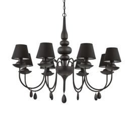 Blanche  8 Light Multi Arm Chandelier Black Finish, E14 - thumbnail 1