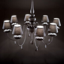 Blanche  8 Light Multi Arm Chandelier Black Finish, E14 - thumbnail 2