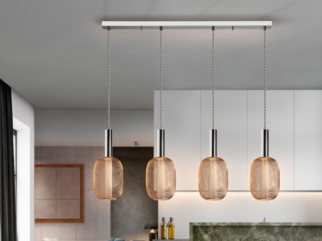 Micran Dimmable Pendant Light Straight Bar, Chrome-Gold - image 1