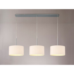 Baymont Polished Chrome 3 Light E27 Linear Pendant With 30cm x 17cm Dual Faux Silk Shade, Nude Beige/Moonlight - thumbnail 2