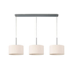 Baymont Polished Chrome 3 Light E27 Linear Pendant With 30cm x 17cm Dual Faux Silk Shade, Nude Beige/Moonlight - thumbnail 5
